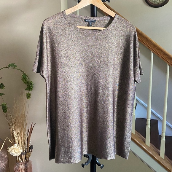 Eileen Fisher Sheer Bronze Metallic Relaxed Fit Oversized Size PM - Picture 1 of 11